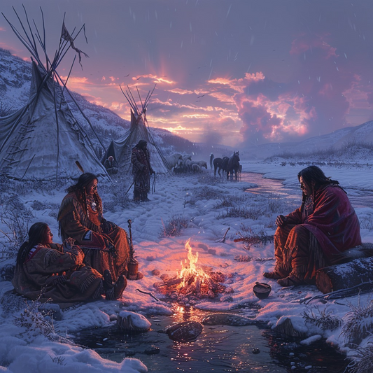 Twilight Tales by the Firelight Native American Canvas