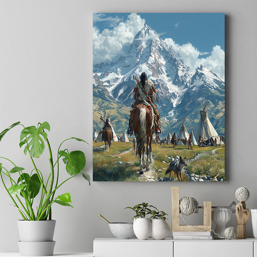 Homeward Bound in the High Country Native American Horse Canvas