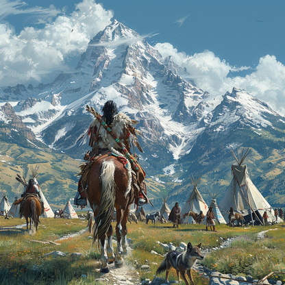 Homeward Bound in the High Country Native American Horse Canvas