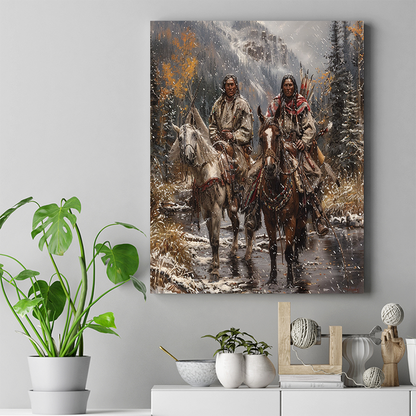 Riders of the Winter Veil Native American Horse Canvas