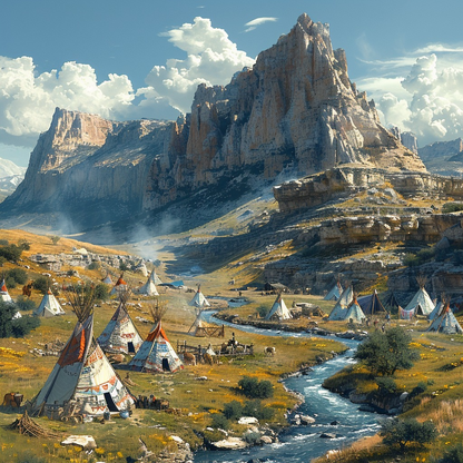 Tribal Tranquility in the Valley Native American Canvas