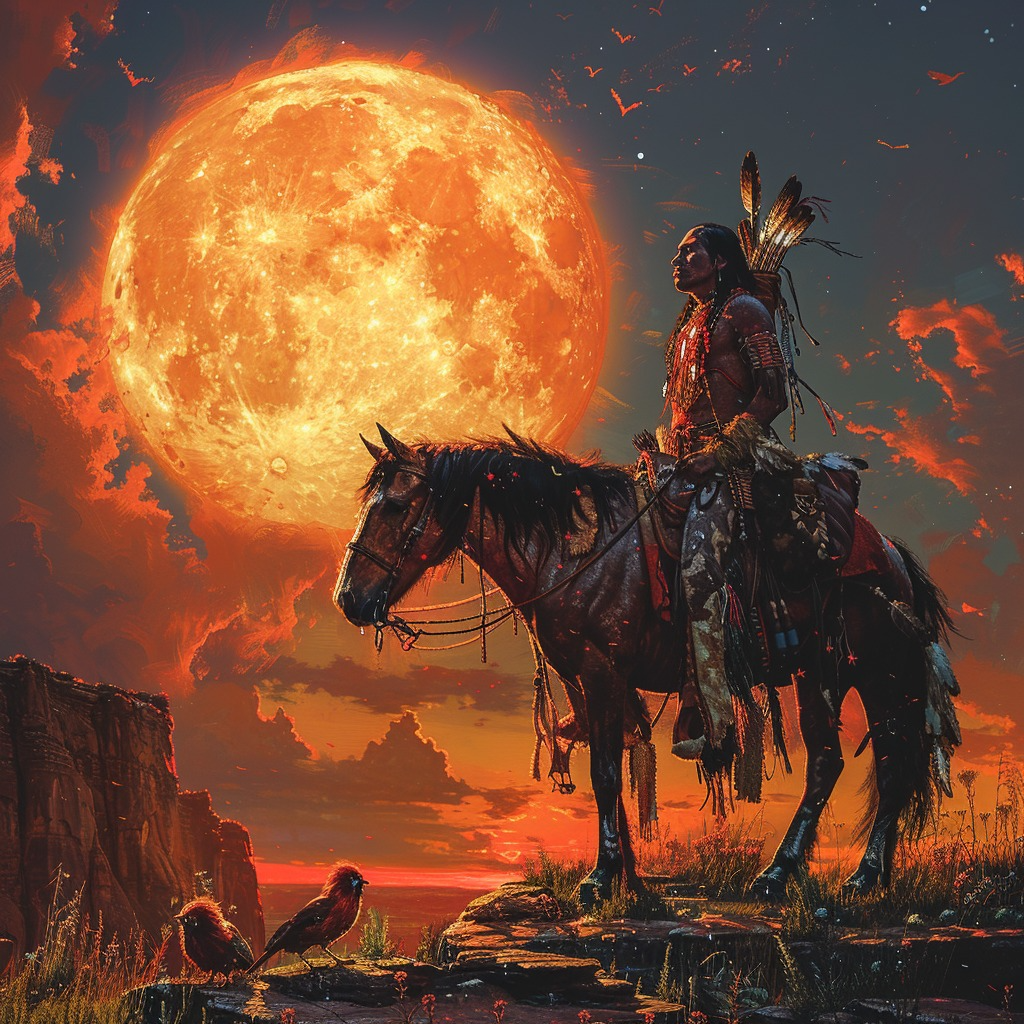 The Warrior's Vigil Native American Horse Canvas