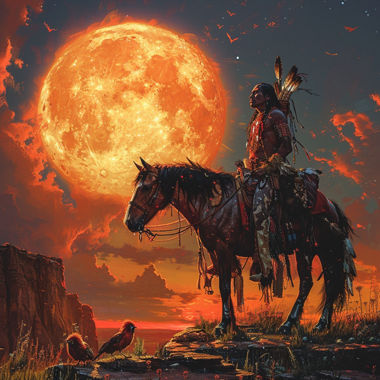The Warrior's Vigil Native American Horse Canvas