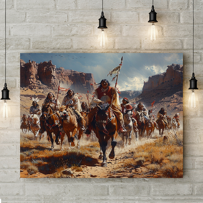 Riders of the Red Rocks Native American Horse Canvas