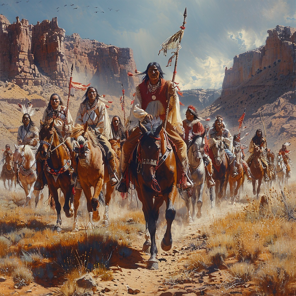 Riders of the Red Rocks Native American Horse Canvas