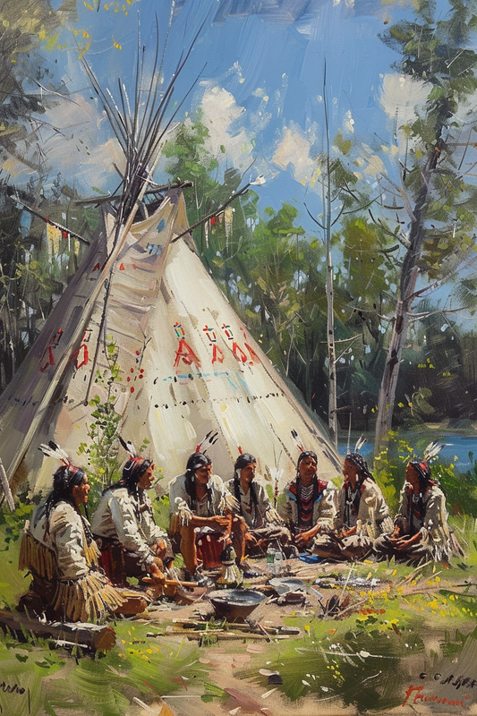 Wisdom Under the Canopy Native American Canvas