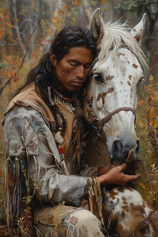 The Warrior's Trust in His Horse Native American Canvas