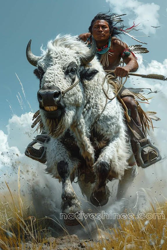 Riding the Spirit of the Plains Bison Native American Canvas