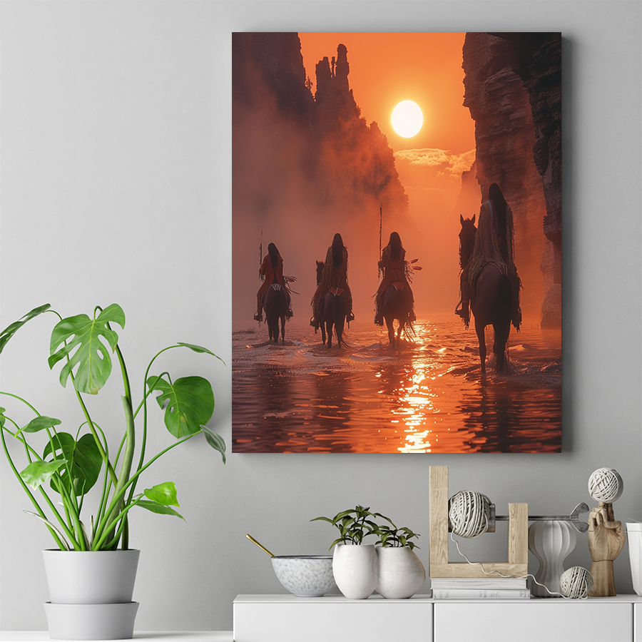 Journey Through Mist and Light Native American Horse Canvas