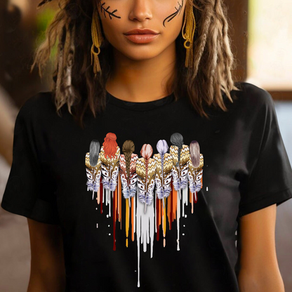 Native American Women Feather Heart Unisex T-Shirt