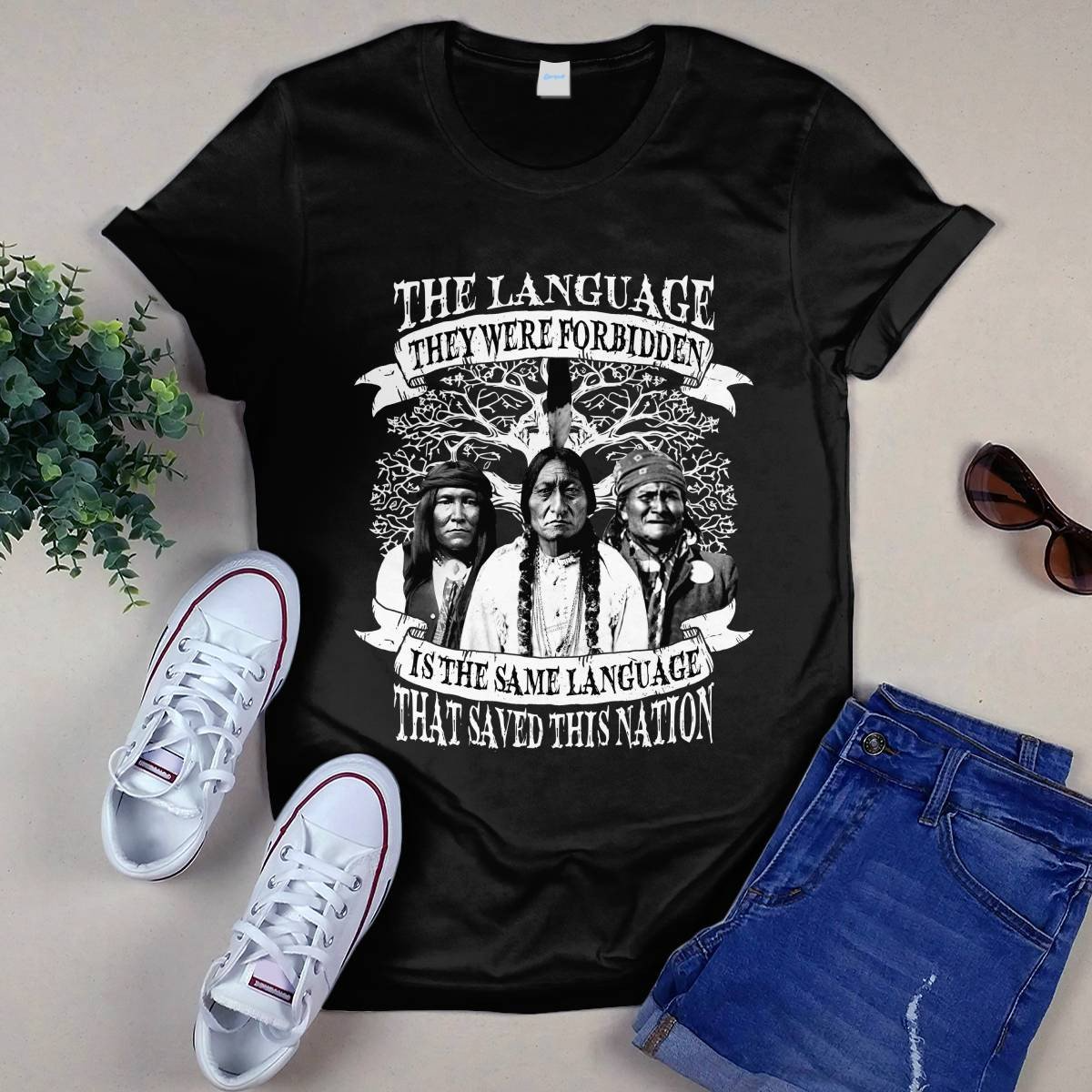 THE LANGUAGE THEY WERE FORBIDDEN ISTHE SAME LANGUAGE THAT SAVED THIS NATION Unisex T-Shirt